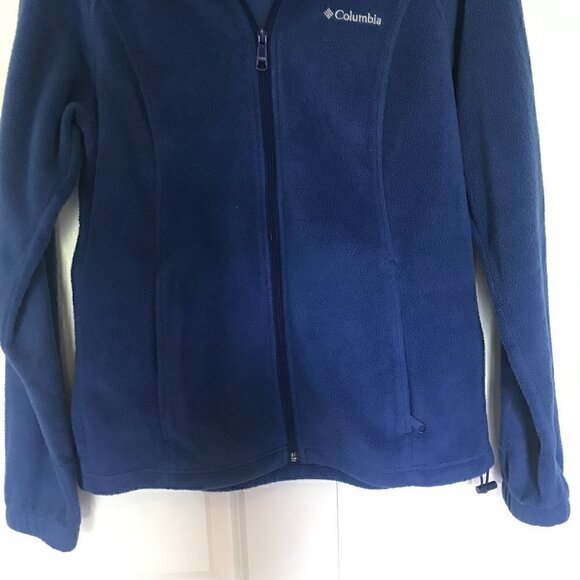Columbia royal blue fleece zippered jacket, 2 front pockets, cinch at hem, S - Picture 3 of 6